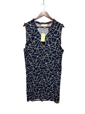 NWT Michael Kors Womens Navy White Nautical Rope Print Sleeveless Dress Plus 2X